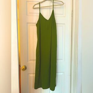 Green target slip dress